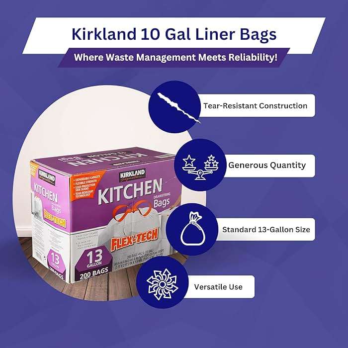 Worldwide Nutrition Bundle Compatible with Kirkland Signature Flex-Tech 13 Gallon Kitchen Garbage Bags with Drawstring Closure - 200 Count Pack of Tall Trash Bags for Kitchen with Keychain - Image 6