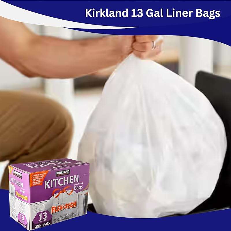 Worldwide Nutrition Bundle Compatible with Kirkland Signature Flex-Tech 13 Gallon Kitchen Garbage Bags with Drawstring Closure - 200 Count Pack of Tall Trash Bags for Kitchen with Keychain - Image 8