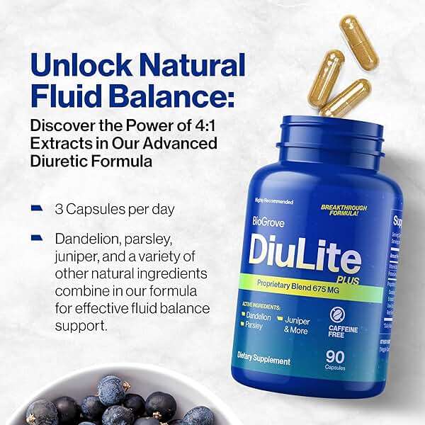 Water Pills for Swollen Feet & Legs (Easy-to-Swallow) Reduces Water Retention, Puffiness Without Side Effects - Top Value & Quality for Water Weight Loss - Diulite Will Have a Fast Effect on Your Body - Image 4