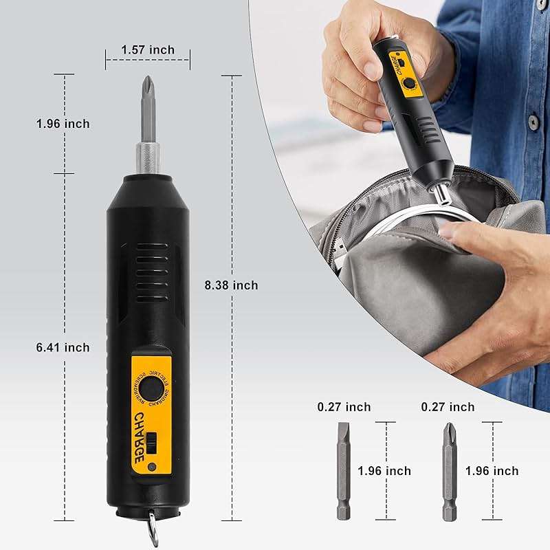 JULIXIN Cordless Screwdriver Rechargeable – Compact Battery Operated Electric Screw Driver with Magnetic Bits, Type-C Charging, 12 Bits & Storage Box – Small Power Screwdriver for DIY & Repairs - Image 2