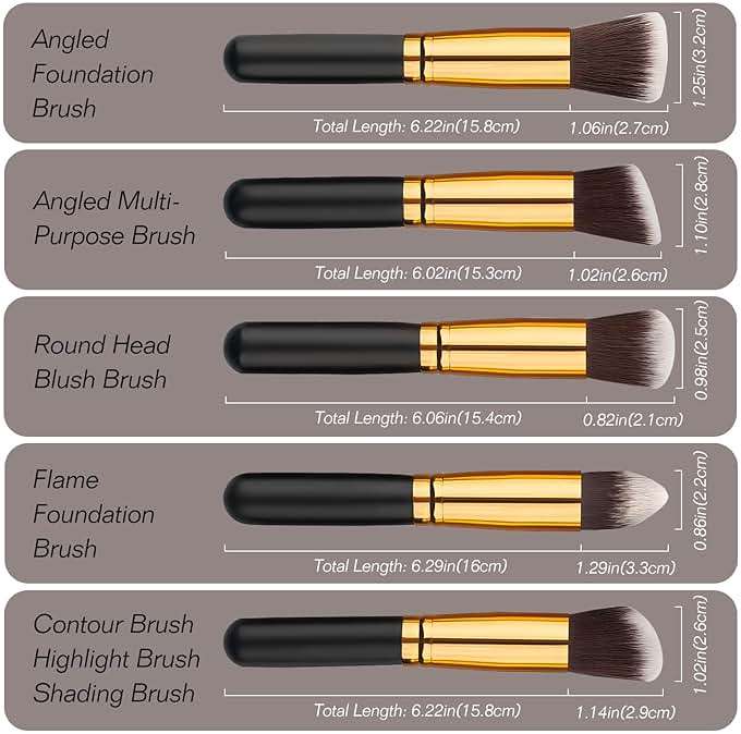 10pcs Premium Synthetic Mini Makeup Brush Set: Eyeshadow, Powder, Eyebrow, Eyeliner, Blush, Foundation & Concealer - Black & Golden - Image 6