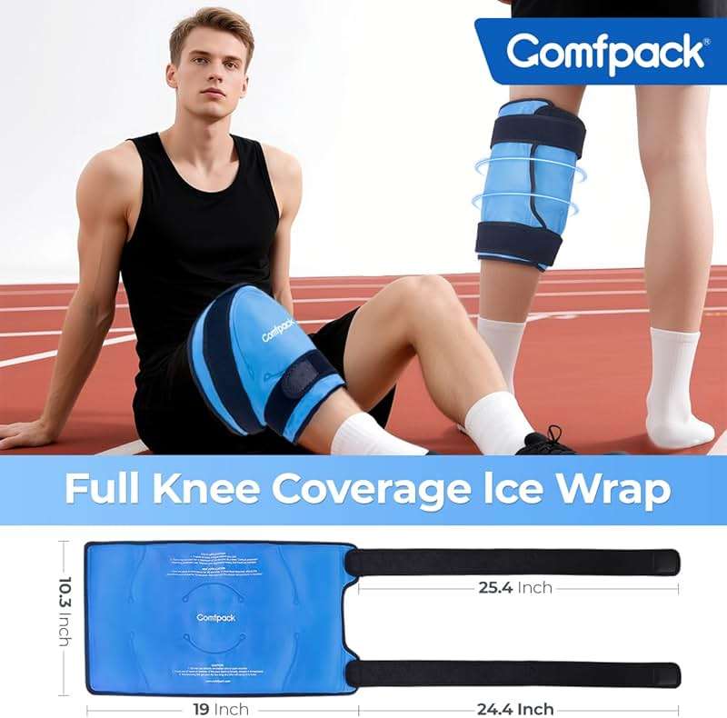 Comfpack Large Ice Pack for Knee Pain Relief, Flexible Reusable Wrap After Surgery,Cold Pack for Sports Injuries, Swelling, Arthritis, Meniscus Tear,ACL, Pain Relief for Leg, Shoulder, Elbow, Ankle - Image 3