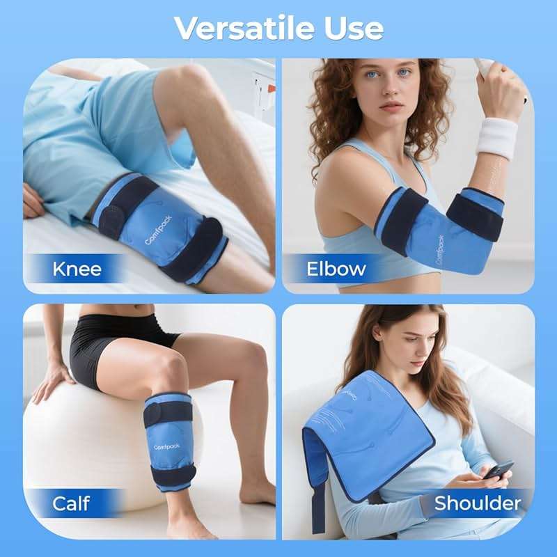 Comfpack Large Ice Pack for Knee Pain Relief, Flexible Reusable Wrap After Surgery,Cold Pack for Sports Injuries, Swelling, Arthritis, Meniscus Tear,ACL, Pain Relief for Leg, Shoulder, Elbow, Ankle - Image 4