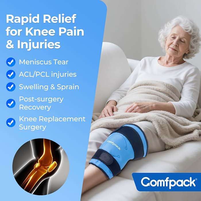 Comfpack Large Ice Pack for Knee Pain Relief, Flexible Reusable Wrap After Surgery,Cold Pack for Sports Injuries, Swelling, Arthritis, Meniscus Tear,ACL, Pain Relief for Leg, Shoulder, Elbow, Ankle - Image 7