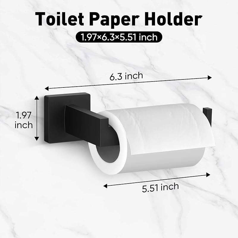 BlumWay 5-Pieces Matte Black Bathroom Accessories Set, 16 Inch Bathroom Hardware Set, SUS304 Stainless Steel Bath Towel Bar, Toilet Paper Holder,Towel Racks for Bathroom Wall Mounted - Image 4