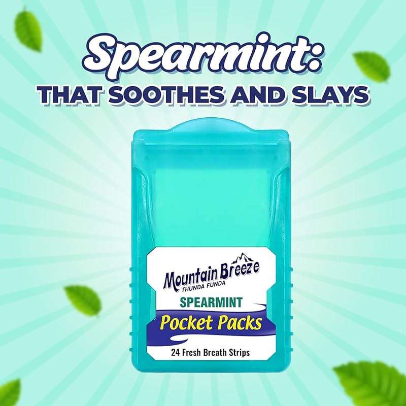 Mountain Breeze Oral Hygiene Mouth Freshener Sugar Free Spear Mint Flavoured Breath Strips (24 Strips Each Cassatte)-Pack of 1(3 Cassette) NEW - Image 5
