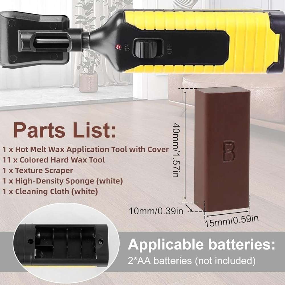 【New Upgrade】Farady Wood Laminate Vinyl Floor Furniture Repair Kit with 11 Colors Repair Wax Blocks, Wood Floor Scratch Repair for Wooden Floor, PVC, Vinyl, Door, Cabinet, Table, Stairs - Image 5