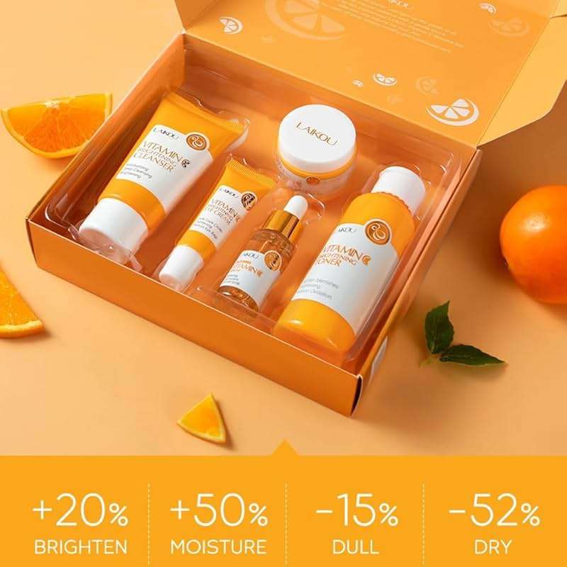 Vitamin C Skincare Set, Moisturizing Face Skin Care Kit with Facial Cleanser, Face Serum, Face Cream, Eye Cream, Toner For Hydrating Skin, Anti-Aging Skin - Image 7