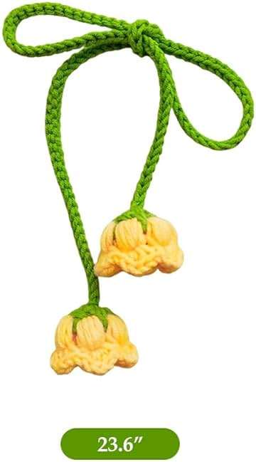 WAYUTO Crochet Curtain Tiebacks Yellow Flower 2 Pack Vintage Floral Tie Backs for Curtains Drapes Window Fancy Cute Creative Curtain Buckle Strap for Home Office Bedroom Decorative - Image 3