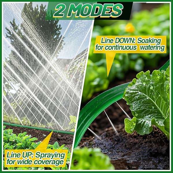 50ft Sprinkler Soaker Hose - Kink-free, Save Water, Flexible - Heavy Duty Three Tube Flat Watering Hose for Garden Yard Lawn Irrigation, With 15 Stakes - Image 3