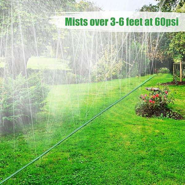 50ft Sprinkler Soaker Hose - Kink-free, Save Water, Flexible - Heavy Duty Three Tube Flat Watering Hose for Garden Yard Lawn Irrigation, With 15 Stakes - Image 6