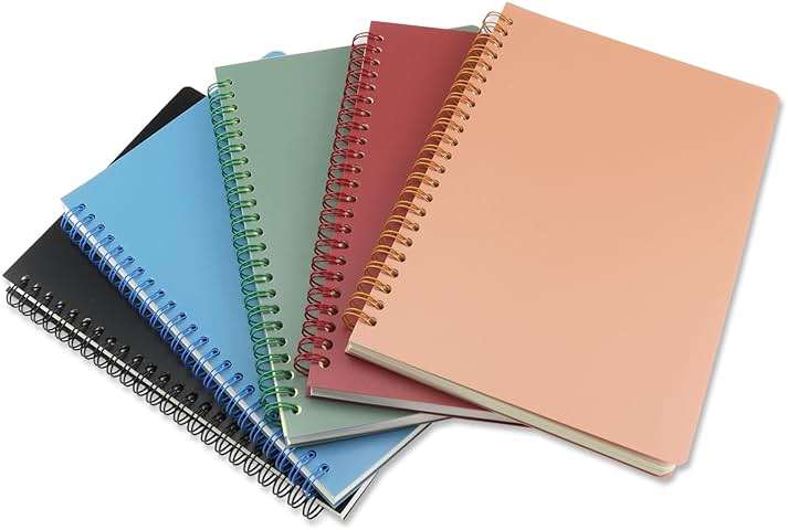 Aacehlh 5 Pack Spiral Notebooks 8.3" x 5.7", 80 Sheets College Ruled Notebook with Plastic Waterproof Cover, A5 Lined Journal for Office, School,Home - Image 6