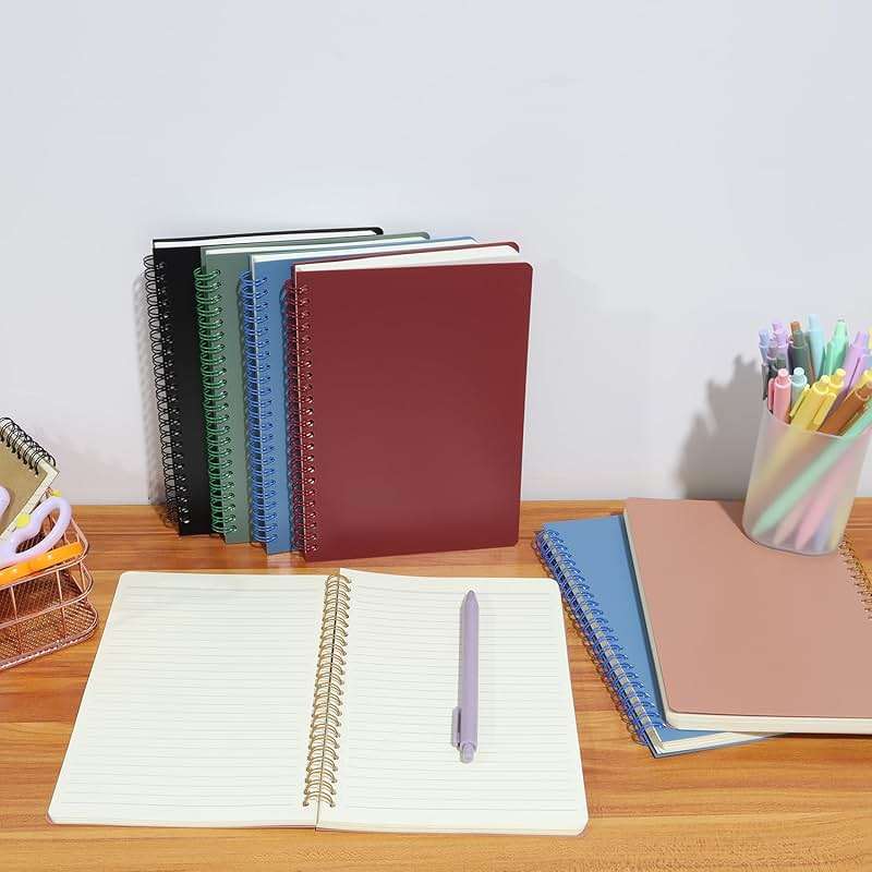 Aacehlh 5 Pack Spiral Notebooks 8.3" x 5.7", 80 Sheets College Ruled Notebook with Plastic Waterproof Cover, A5 Lined Journal for Office, School,Home - Image 7