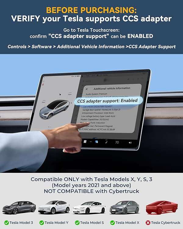 Ecogenix Upgraded 2In1 CCS & J1772 to Tesla Adapter, 250KW Fast CCS1 to Tesla Charging Adapter, Fit for 2021-2026 Tesla Model Y, 3, S, X, Compatible with CCS1& J1772 Level 1 2 3 Charging Stations - Image 2