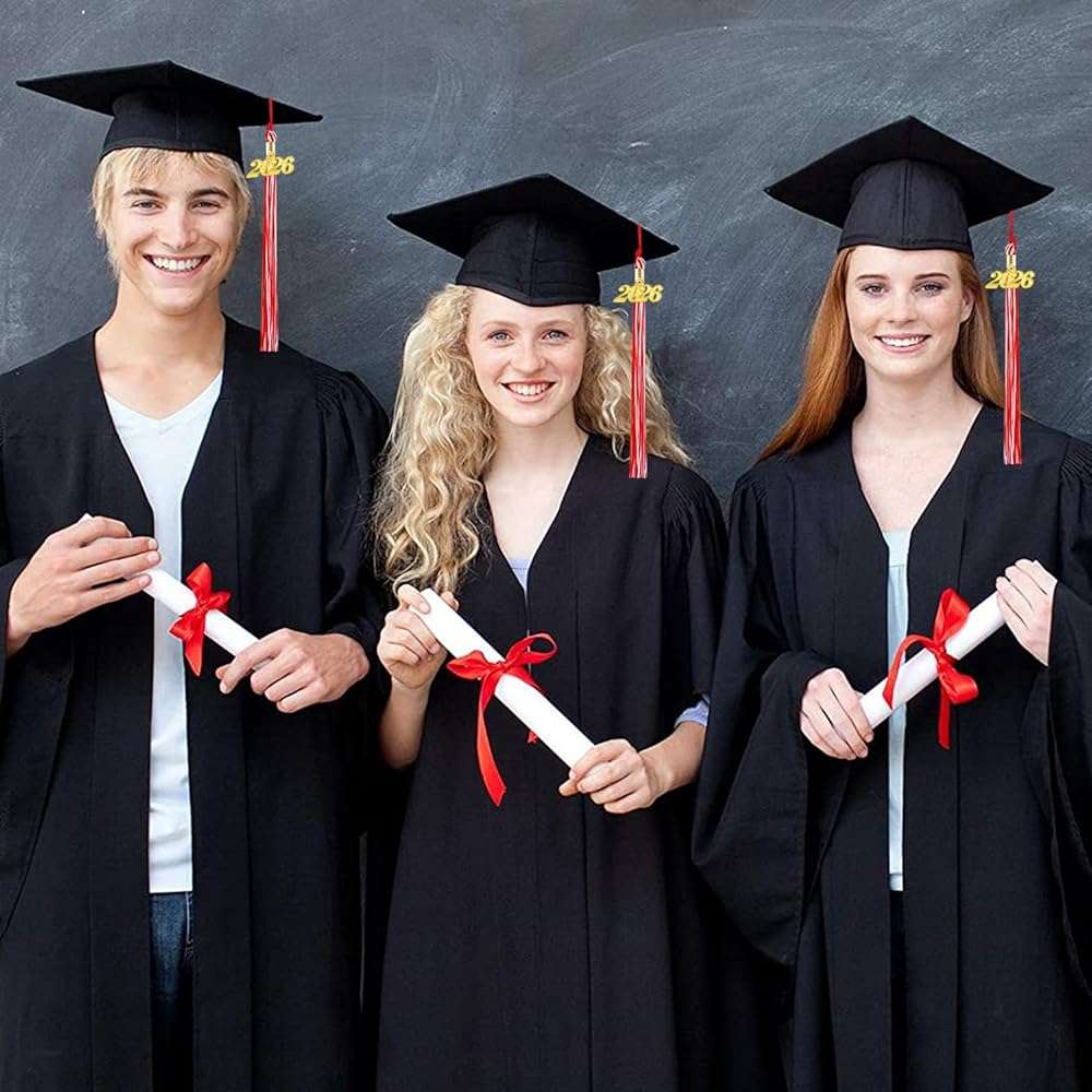 2026 Graduation Tassel, Red and White Tassel for Graduation Cap with 2026 Year Gold Charm for Graduation Ceremony Tassel Accessories - Image 6