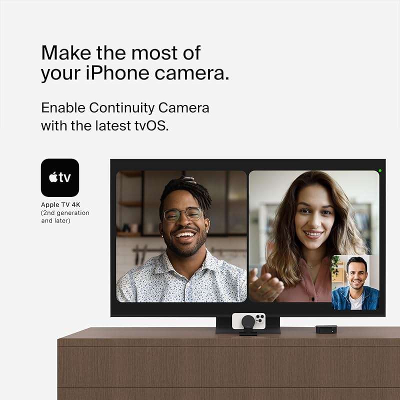 Belkin iPhone Mount with MagSafe for Apple TV 4K - MacBook Continuity Support w/tvOS - Turn Phone to Webcam, Compatible with MacBook Pro, Air, iPhone 16,15,14,13 & More - Gray - Image 2