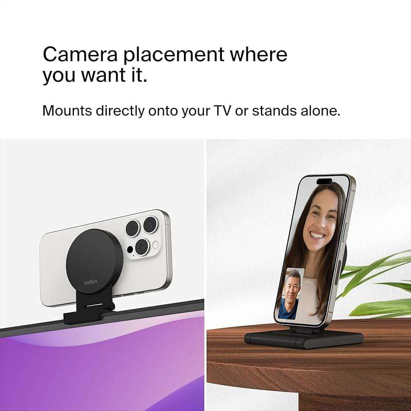 Belkin iPhone Mount with MagSafe for Apple TV 4K - MacBook Continuity Support w/tvOS - Turn Phone to Webcam, Compatible with MacBook Pro, Air, iPhone 16,15,14,13 & More - Gray - Image 4