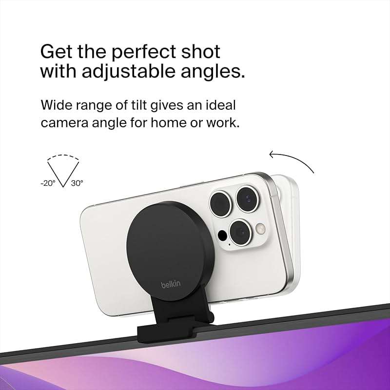 Belkin iPhone Mount with MagSafe for Apple TV 4K - MacBook Continuity Support w/tvOS - Turn Phone to Webcam, Compatible with MacBook Pro, Air, iPhone 16,15,14,13 & More - Gray - Image 5