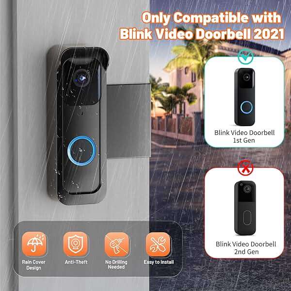 Blink Doorbell Mount, Anti-Theft Doorbell Camera Mount for Blink Video Doorbell 1st Gen & 2nd Gen, No Block Sensor & Night Vision, Doorbell Camera Mount Bracket with Rain Cover - Image 3