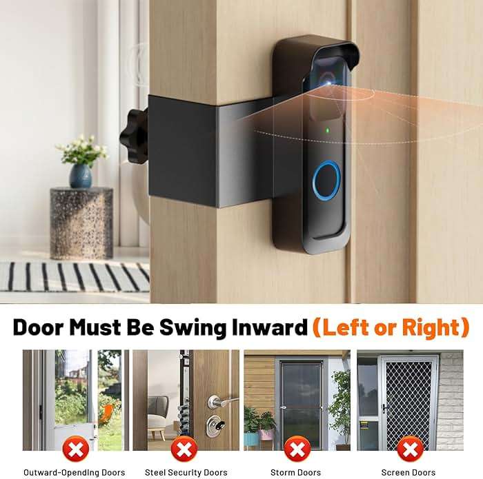 Blink Doorbell Mount, Anti-Theft Doorbell Camera Mount for Blink Video Doorbell 1st Gen & 2nd Gen, No Block Sensor & Night Vision, Doorbell Camera Mount Bracket with Rain Cover - Image 4