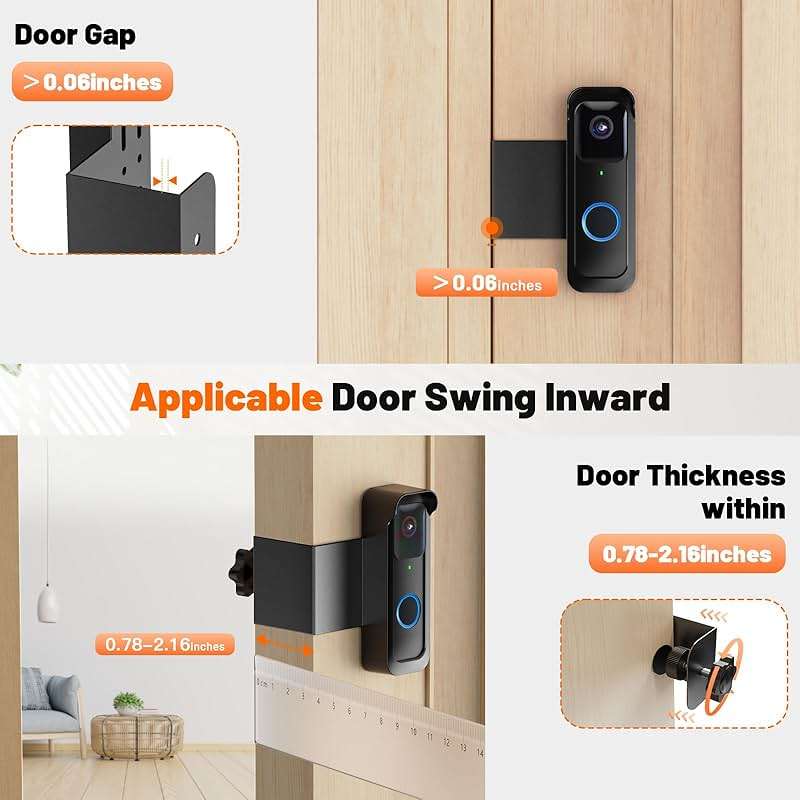 Blink Doorbell Mount, Anti-Theft Doorbell Camera Mount for Blink Video Doorbell 1st Gen & 2nd Gen, No Block Sensor & Night Vision, Doorbell Camera Mount Bracket with Rain Cover - Image 6