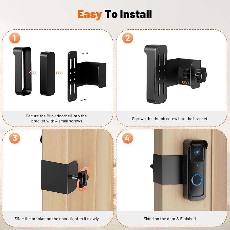 Blink Doorbell Mount, Anti-Theft Doorbell Camera Mount for Blink Video Doorbell 1st Gen & 2nd Gen, No Block Sensor & Night Vision, Doorbell Camera Mount Bracket with Rain Cover - Image 8