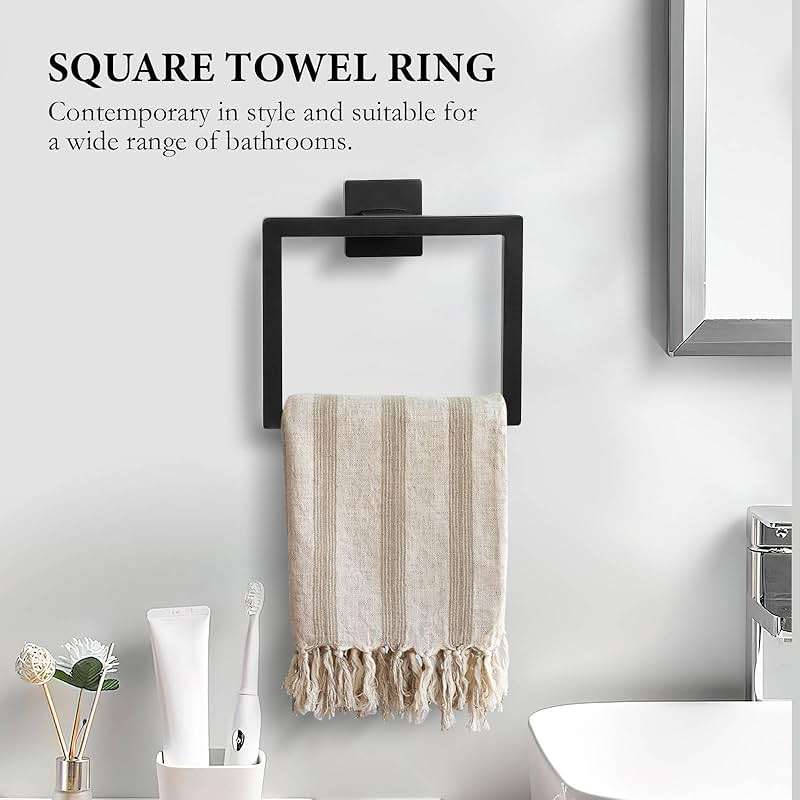 10-Piece Matte Black Bathroom Hardware Set,Towel Bar Set for Bathroom Include 23.6 inch Towel Bar,Towel Ring,Toilet Paper Holder Towel Hooks,Stainless Steel Wall Mounted - Image 5