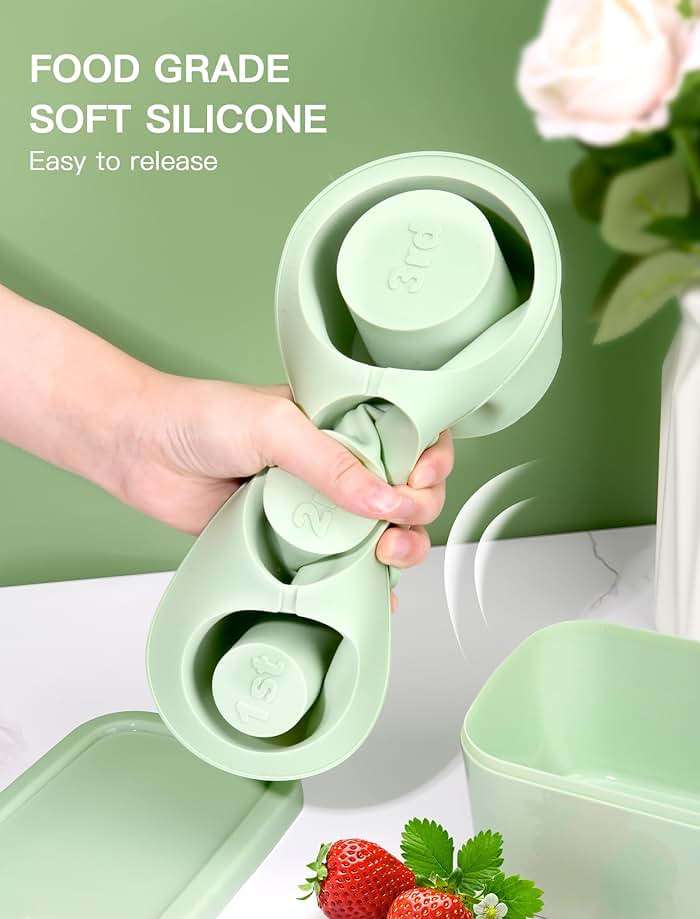 Ice Cube Tray for 30Oz-40Oz Tumbler Cup, 3 Pcs Silicone Ice Cube Tray with Lid and Bin for Freezer, Easy Fill and Release Cylinder Ice Mold for Whiskey, Cocktail BPA-Free (Green, 40Oz-Type1) - Image 5