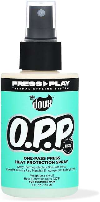 The Doux O.P.P. ONE‑PASS PRESS Heat Protection Spray for Hair – Thermal Protector with Jojoba Oil, Aloe & Pineapple – Anti‑Frizz Straightening Spray for Curly Hair & Silk Press Styles, 4 oz - Image 1