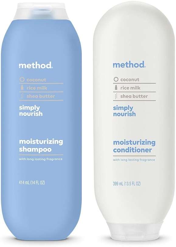 Method Daily Simply Nourish Moisturizing Hair Care Shampoo (14 oz) + Conditioner (13.5 oz) with Shea Butter, Coconut, and Rice Milk, Paraben and Sulfate Free - Image 1