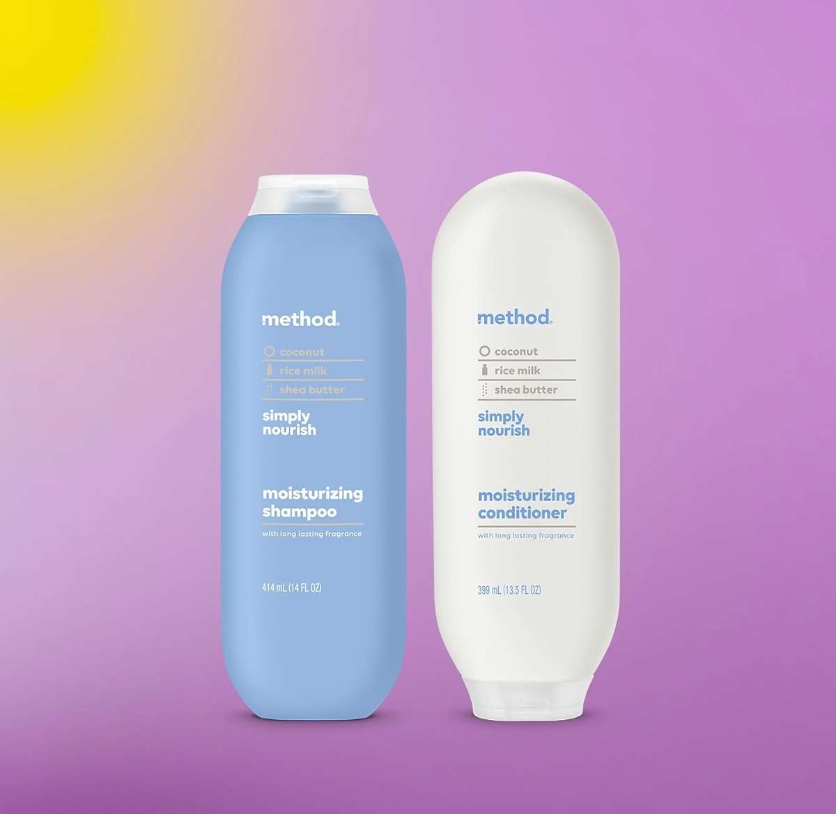 Method Daily Simply Nourish Moisturizing Hair Care Shampoo (14 oz) + Conditioner (13.5 oz) with Shea Butter, Coconut, and Rice Milk, Paraben and Sulfate Free - Image 4