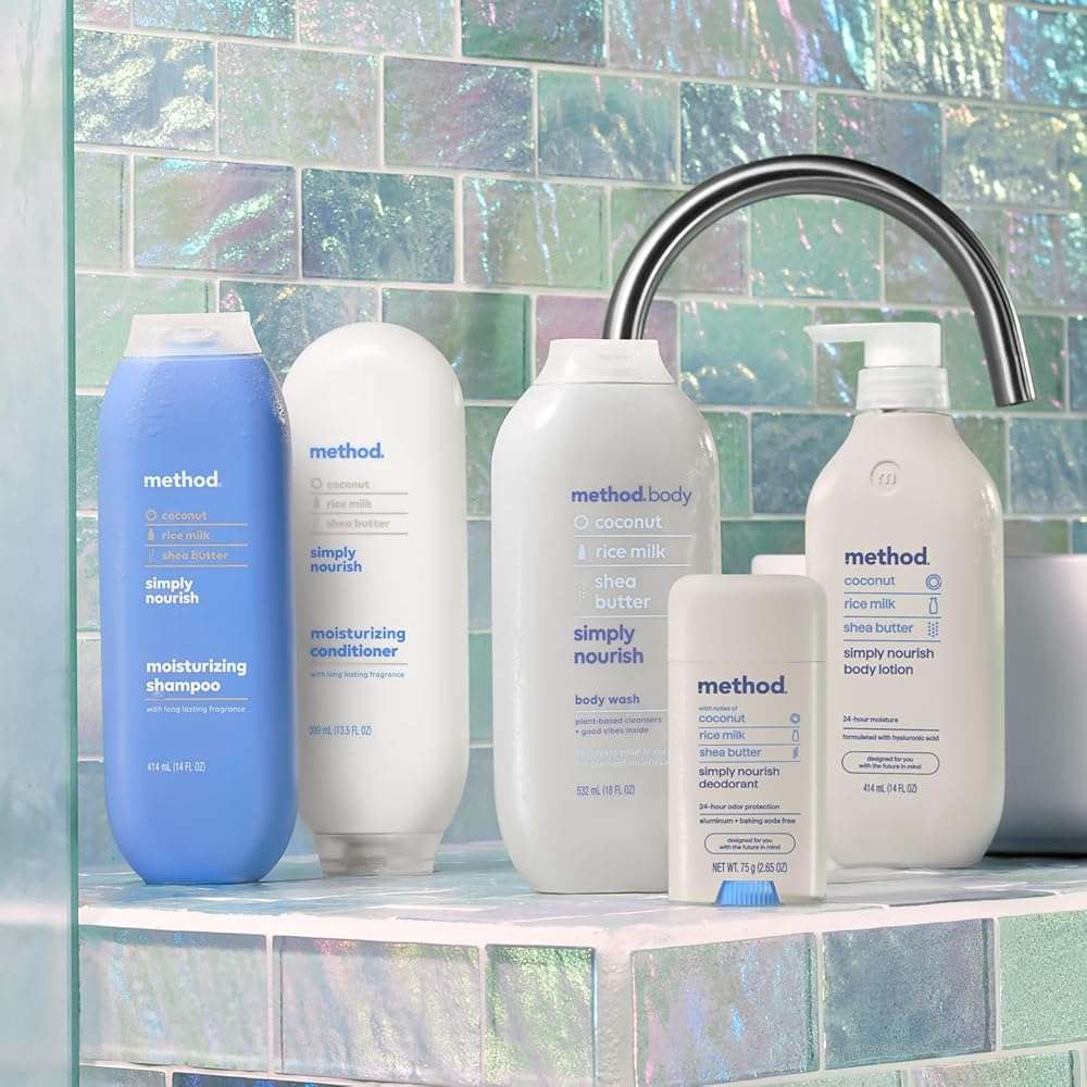Method Daily Simply Nourish Moisturizing Hair Care Shampoo (14 oz) + Conditioner (13.5 oz) with Shea Butter, Coconut, and Rice Milk, Paraben and Sulfate Free - Image 6