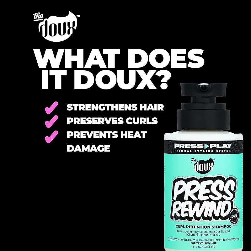 The Doux PRESS REWIND Curl Retention Shampoo for Curly Hair – Anti-Frizz Hydrating Shampoo with Aloe & Pataua Oil – Frizz Control Hair Care for Men & Women – Sulfate-Free, 8 oz - Image 6