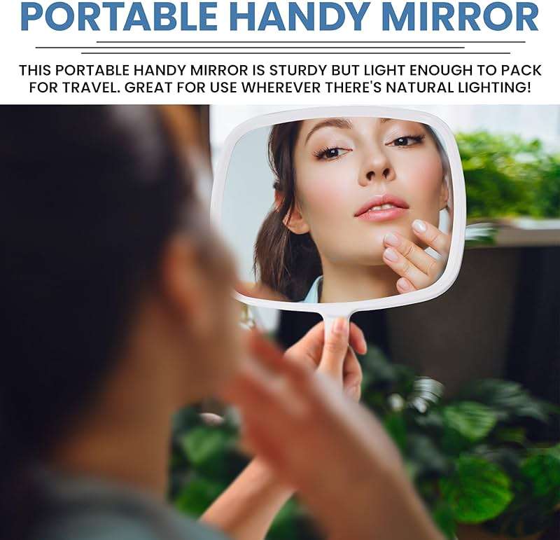 MIRRORVANA Hand Mirror with Ergonomic Handle - Hand Held Mirror for Make-up, Home Haircuts, Dental and Barber Use, 8” x 11” (White) - Image 4