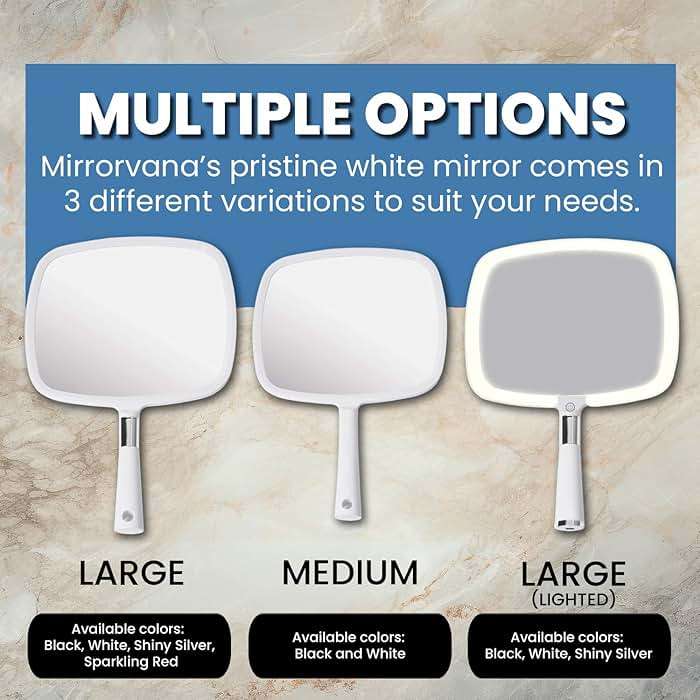 MIRRORVANA Hand Mirror with Ergonomic Handle - Hand Held Mirror for Make-up, Home Haircuts, Dental and Barber Use, 8” x 11” (White) - Image 7