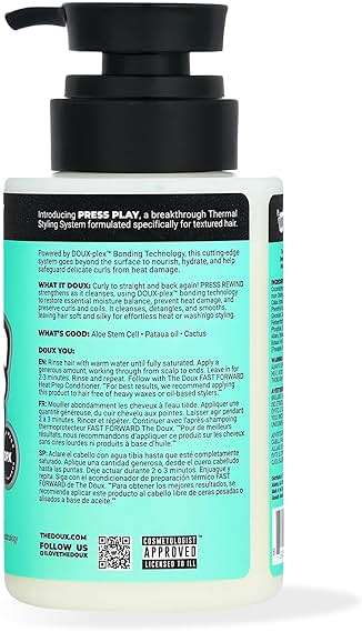 The Doux PRESS REWIND and FAST FORWARD Bundle - Shampoo and Conditioner Set for Curly Hair - With Aloe Stem Cell, Cactus, and Pataua Oil - Image 2