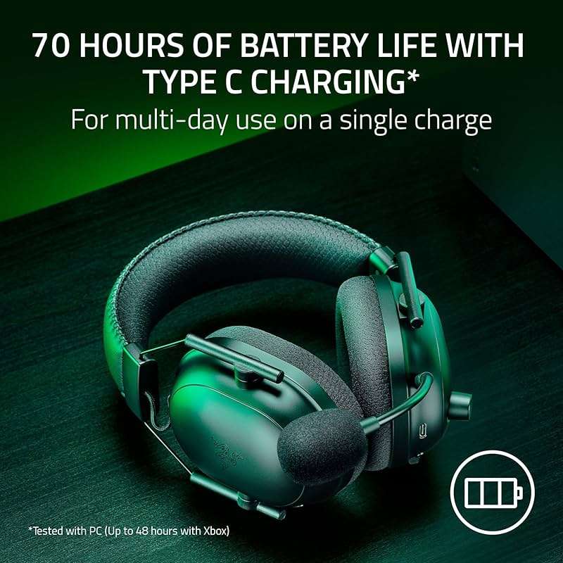 Razer BlackShark V2 Pro Wireless Xbox Gaming Headset: 50mm Drivers - Super Wideband Mic - Noise Isolating Earcups - for Xbox, PS5, Nintendo Switch 2, PC, Mac - Bluetooth, USB-C - 70hr Battery - Black - Image 8