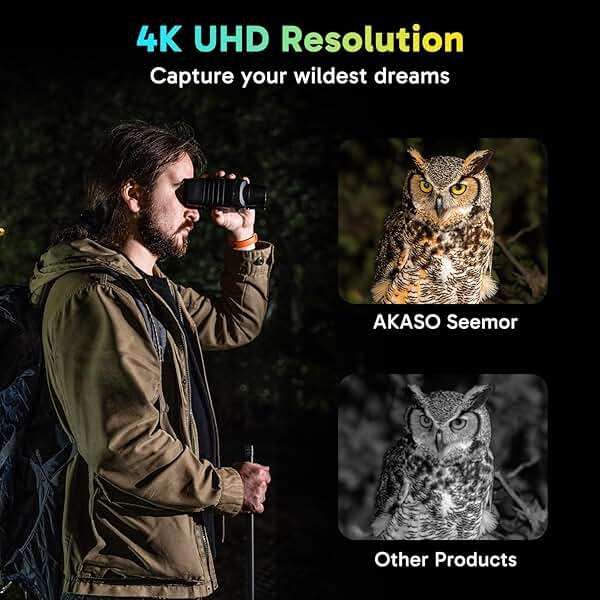 AKASO Seemor-200 Night Vision Goggles - 4K Full Color Night Vision Binoculars for Adults, App-Enabled Photo and Video Saving,AI-ISP 3280FT Viewing Range,16x Digital Zoom for Camping Hiking & Security - Image 4
