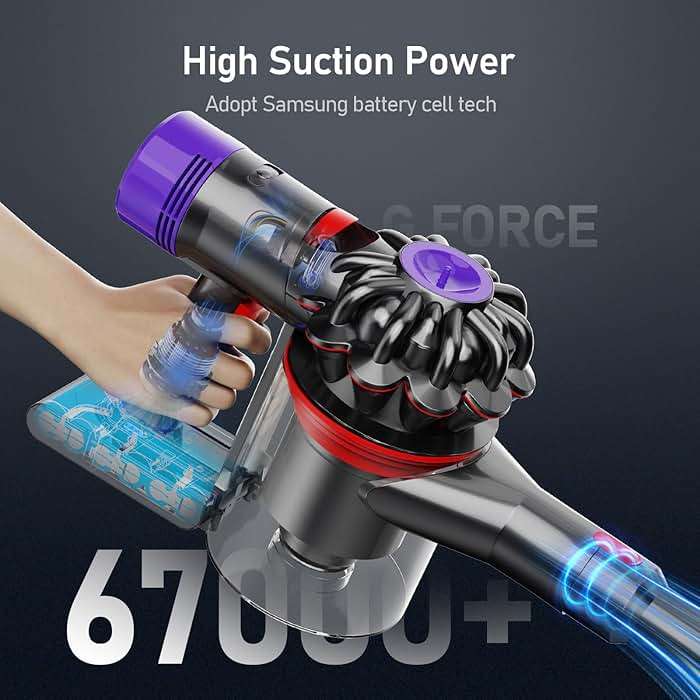 8000mAh Rechargeable Replacement Battery for Dyson V8 Series Vacuum Cleaners, Providing 60 Minutes of Runtime in Standard Mode, Installs in Just 3 Minutes, Includes 2 Pre Filter and 1 Post Filter - Image 5