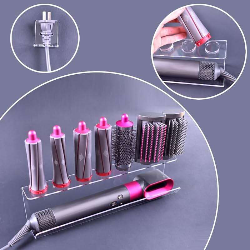 Storage Holder for Dyson Airwrap Curling Iron Complete Acrylic Wall Mount Bracket Stand Storage Rack Tool for Home Bathroom Shelf Organizer - Image 3