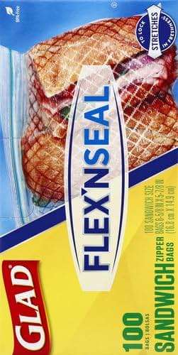 GLAD FLEXN' SEAL Zipper Food Storage Sandwich Bags, On-the-Go Snack and Lunch Bags, Zipper Sandwich Sealer, Microwave Safe, BPA Free, 100 Count (Pack of 1) - Image 3