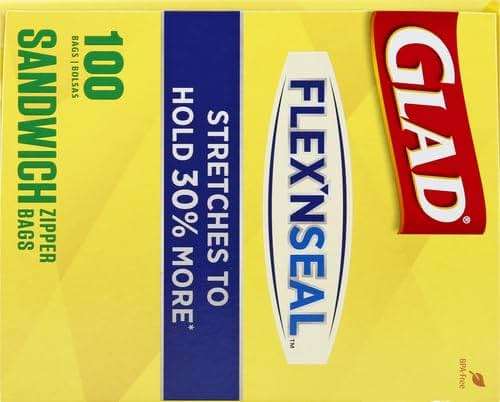 GLAD FLEXN' SEAL Zipper Food Storage Sandwich Bags, On-the-Go Snack and Lunch Bags, Zipper Sandwich Sealer, Microwave Safe, BPA Free, 100 Count (Pack of 1) - Image 4