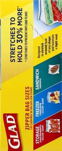 GLAD FLEXN' SEAL Zipper Food Storage Sandwich Bags, On-the-Go Snack and Lunch Bags, Zipper Sandwich Sealer, Microwave Safe, BPA Free, 100 Count (Pack of 1) - Image 6
