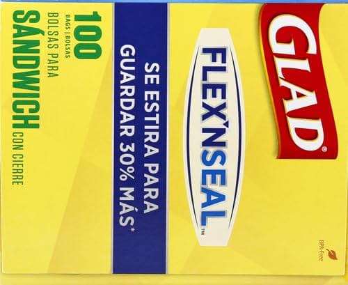 GLAD FLEXN' SEAL Zipper Food Storage Sandwich Bags, On-the-Go Snack and Lunch Bags, Zipper Sandwich Sealer, Microwave Safe, BPA Free, 100 Count (Pack of 1) - Image 7