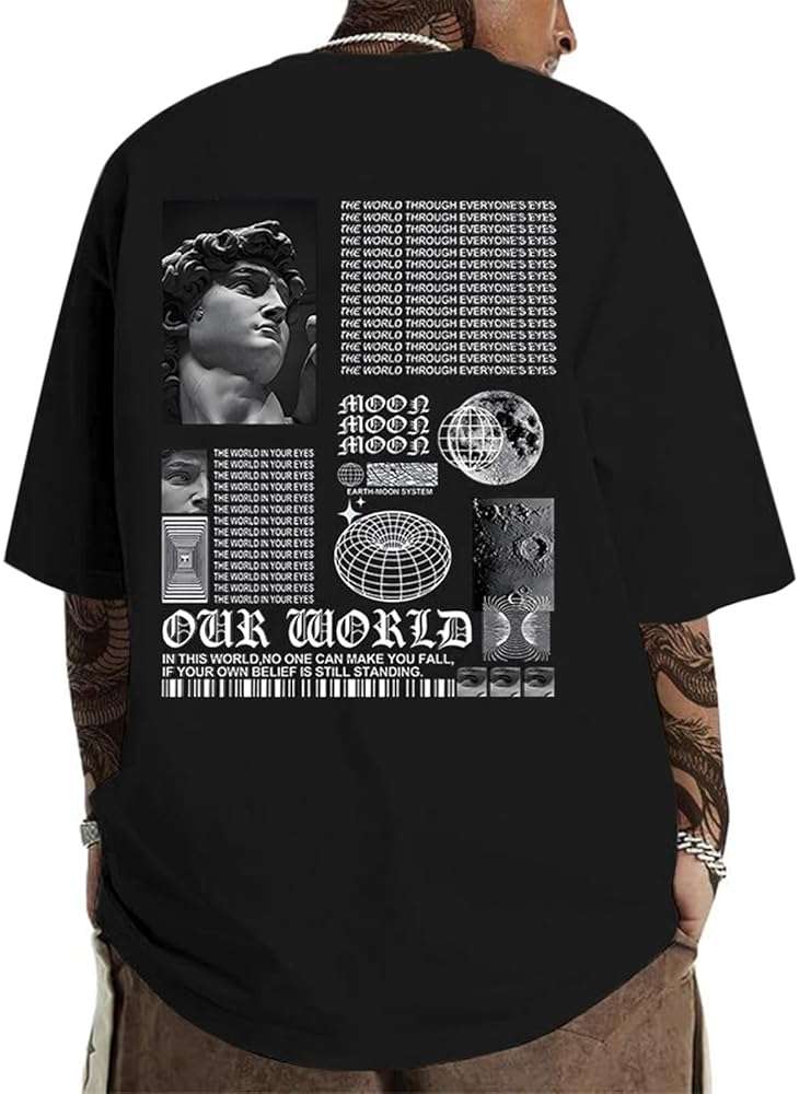 Kelxjia Men Oversized Graphic Tees Vintage Shirts Baggy Y2k Cotton T Shirts Harajuku Streetwear Summer Casual 90s Top Tshirt - Image 1