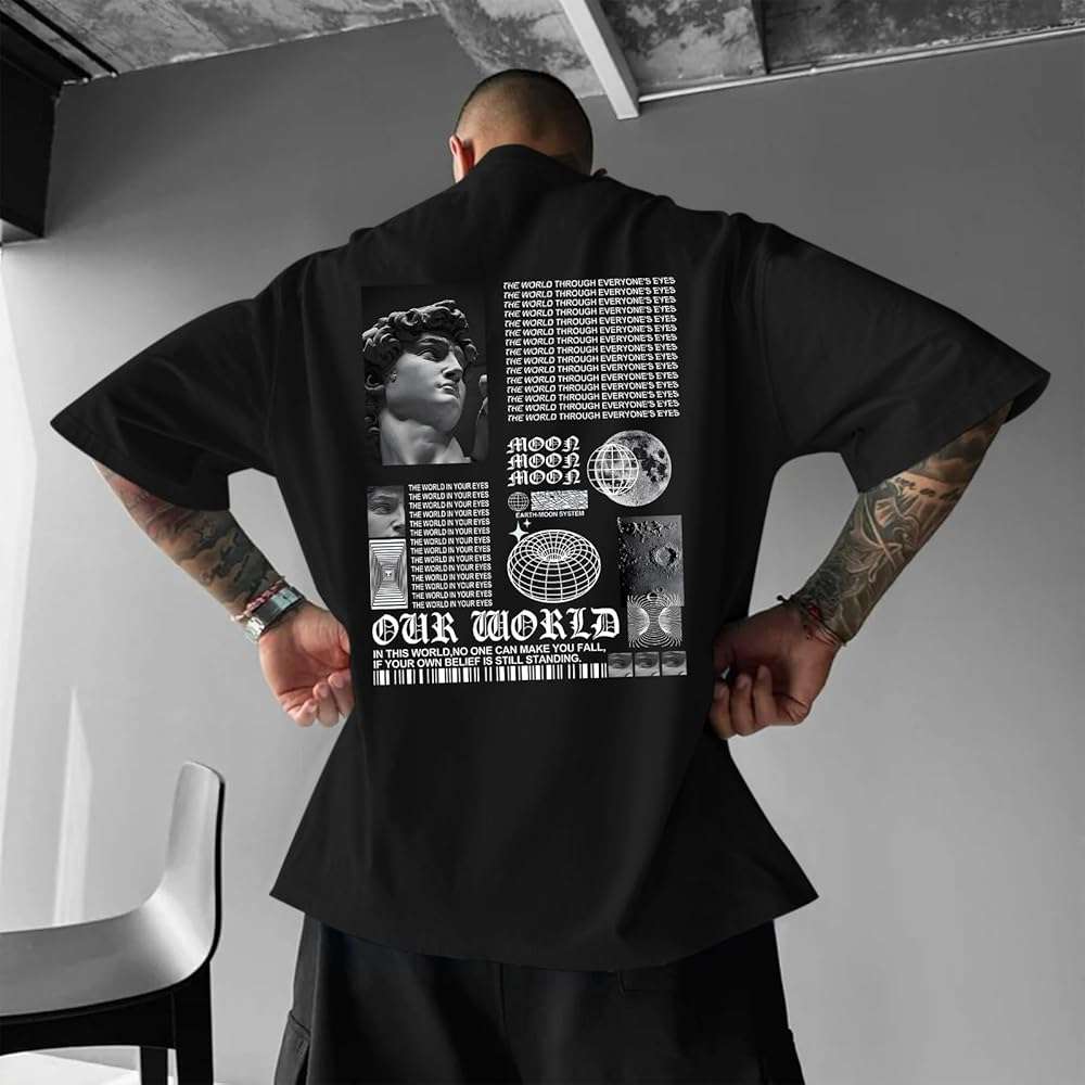 Kelxjia Men Oversized Graphic Tees Vintage Shirts Baggy Y2k Cotton T Shirts Harajuku Streetwear Summer Casual 90s Top Tshirt - Image 2