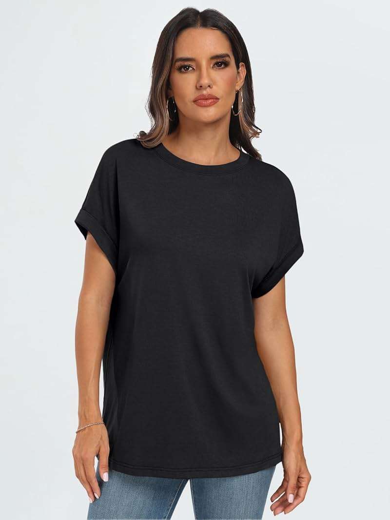 AUTOMET Women's Oversized Short Sleeve T Shirts Casual Summer Everyday Tops - Image 2