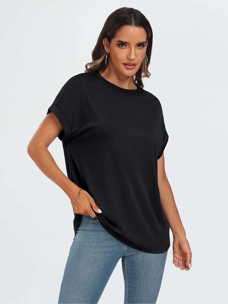 AUTOMET Women's Oversized Short Sleeve T Shirts Casual Summer Everyday Tops - Image 3