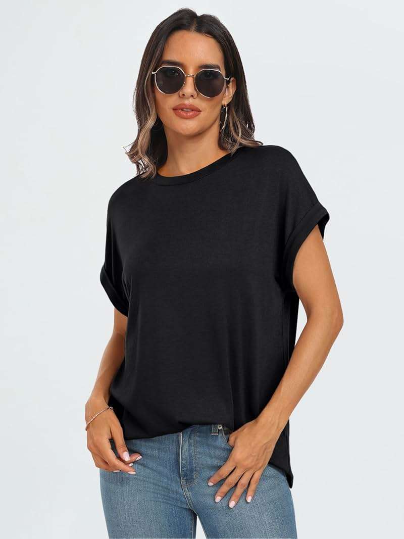AUTOMET Women's Oversized Short Sleeve T Shirts Casual Summer Everyday Tops - Image 4