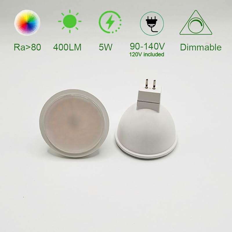 Generic Mr16 gu5.3 led Bulb 120v dimmable 5W 2700K Warm White Spot Light Equivalent to 40w 50w Halogen Bulb for Tracking Light (110-130V Dimmable 2700K) - Image 4